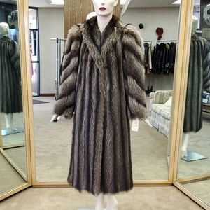 Natural Raccoon Fur 48" Coat
